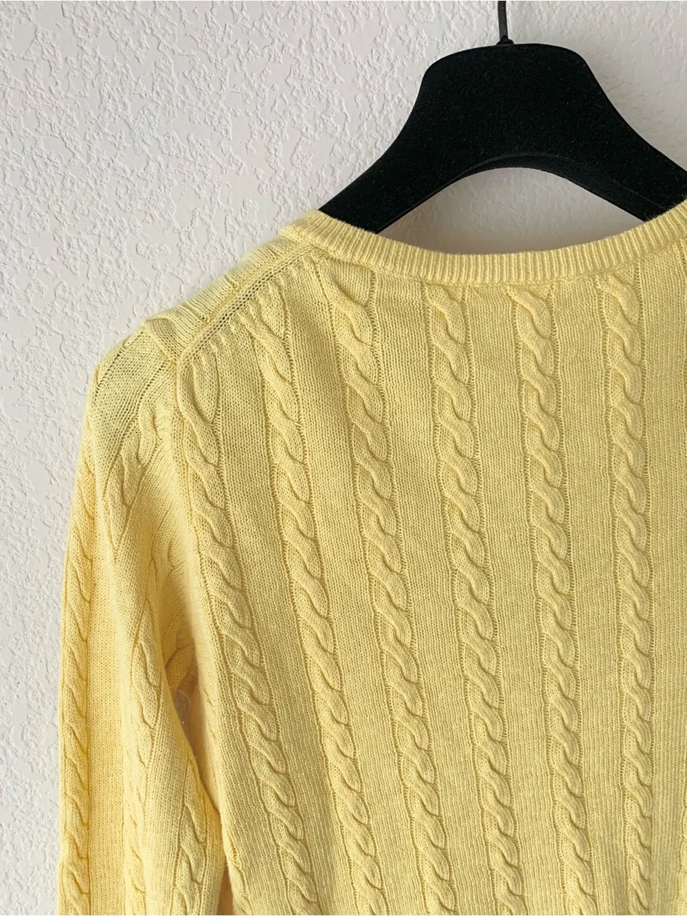 Linen Yellow Cable V-Neck Sweater